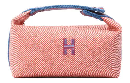 HERMES Bride a Brac Wool, Twill Handbag, Toiletry Bag Small Women's Orange