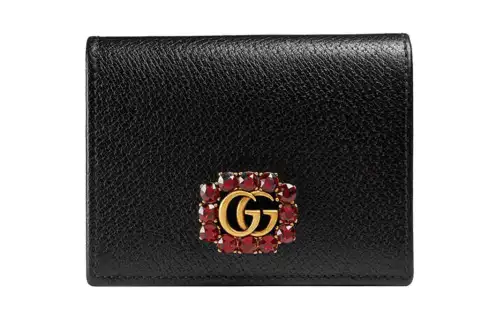 GUCCI Leather Card Slot, Card Holder, Wallet Small Women's Black