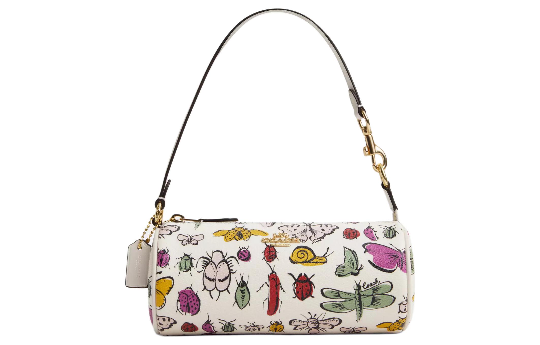 COACH Nolita Coated Canvas Handbag, Shoulder Bag Small Women's Gold & Chalk Multicolor