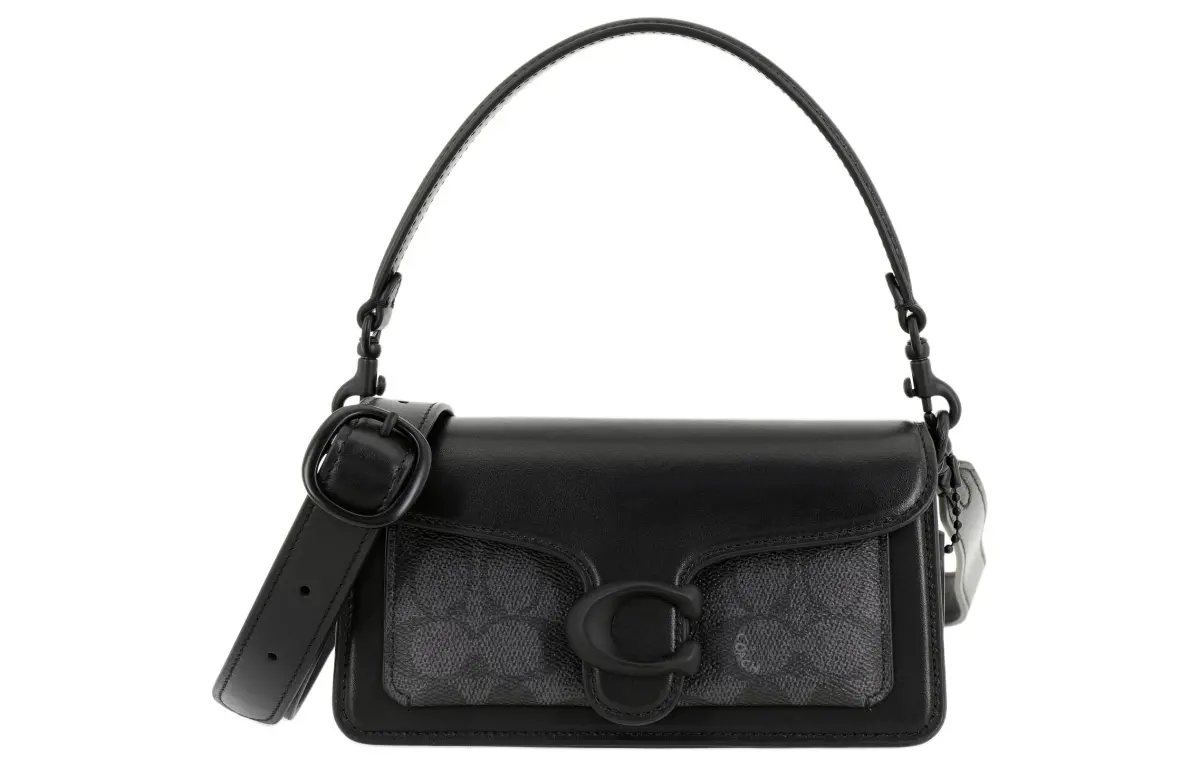 COACH Tabby Coated Canvas With Calfskin Crossbody Bag, Shoulder Bag Small Women's Black