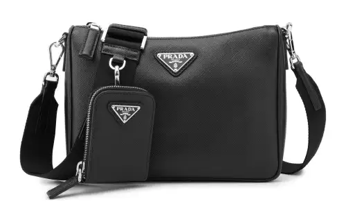 PRADA Saffiano Cross Grain Leather Combo Bag, Crossbody Bag, Shoulder Bag Regular Men's Black