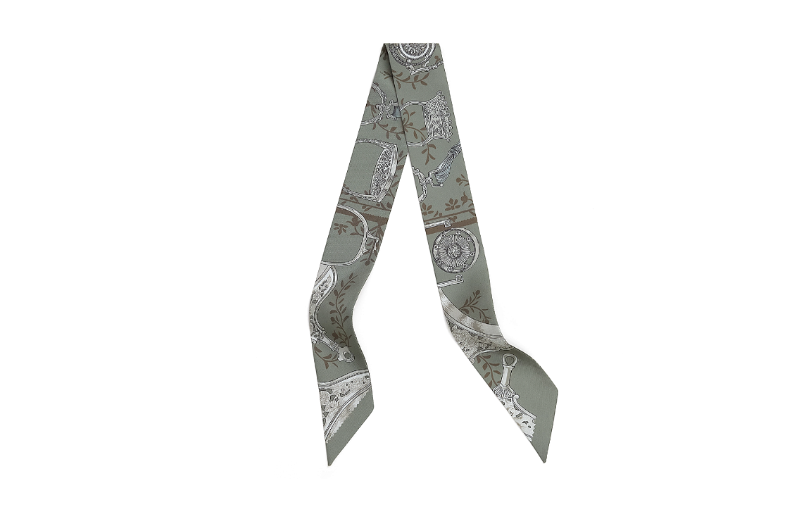 HERMES Patterned Print Scarves Unisex Gray