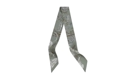 HERMES Patterned Print Scarves Unisex Gray