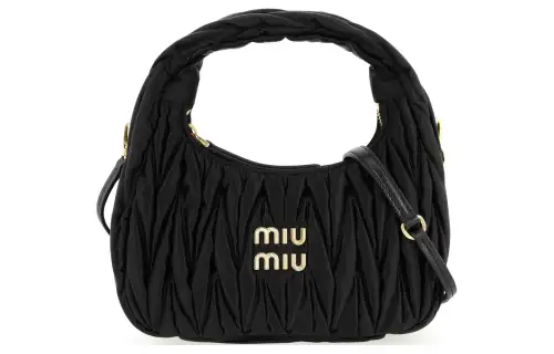 MIU MIU Wander Satin Hobo Bag, Shoulder Bag, Handbag, Crossbody Bag, Shoulder Bag Regular Women's Black