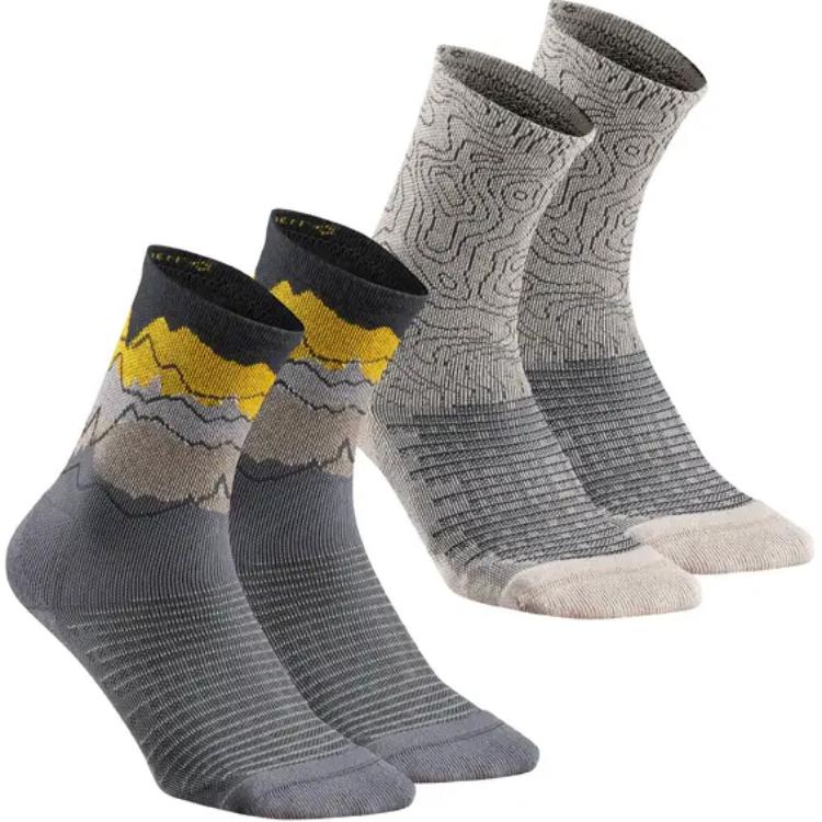 DECATHLON Knee High Socks Unisex 2 Pack Asphalt Gray