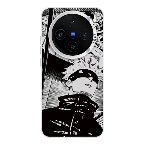 Small bone ABS+PC material, trendy brand personalized spell return battle Gojo Satoru frosted acrylic mobile phone case, suitable for vivoiQOO12pro/x100pro/11s/neo9pro/neo8/x90s/s18e/s17pro trend