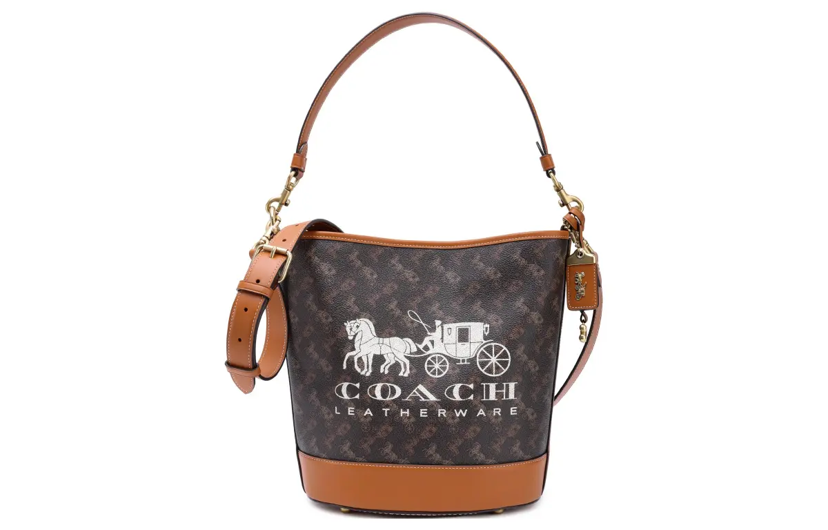 COACH Dakotah Coated Canvas With Refined Calfskin Bucket Bag, Handbag, Shoulder Bag, Crossbody Bag Large Women's