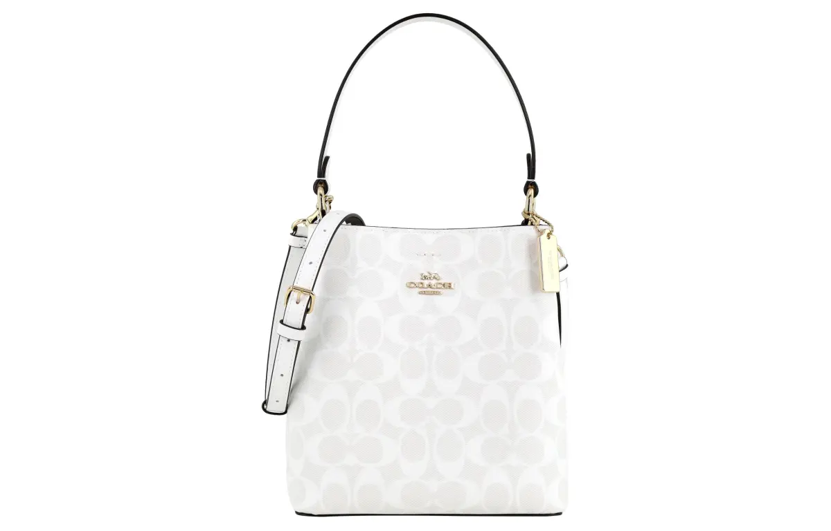 COACH Town Canvas With Leather Handbag Small Women's White