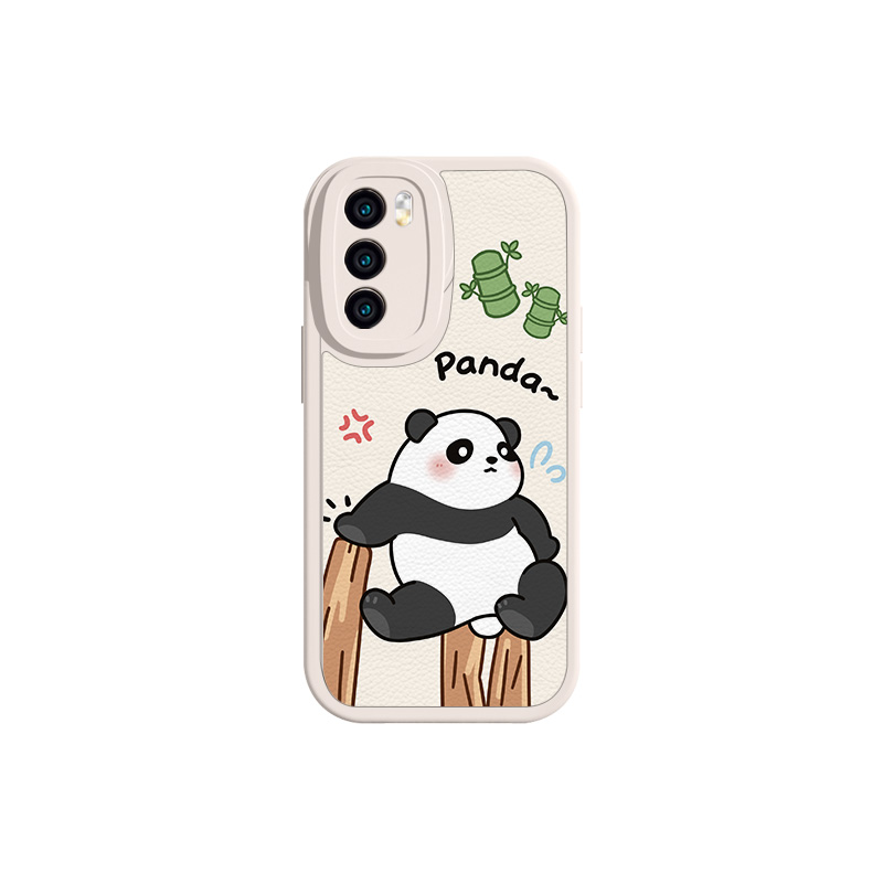 Chuangdanone Silicone Material Panda Cute Orchid Flower Internet Celebrity Cute Cartoon Girl Lychee Skin Pattern Mobile Phone Case Suitable for Huawei/HUAWEI/P60ART/P50/NOVA11/10/12/7SE/Mate60/50/P40/PRO