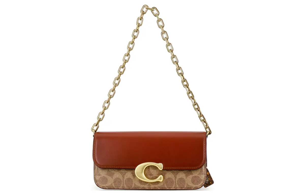 COACH IDOL Artificial Leather With Cow Leather Baguette Bag, Handbag, Shoulder Bag Medium Women's