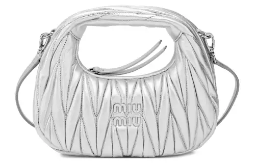 MIU MIU Matelassé Nappa Leather Hobo Bag, Shoulder Bag, Crossbody Bag, Handbag Women's Silver