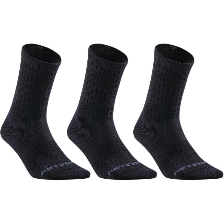 DECATHLON Crew Socks Unisex 3 Pack Black