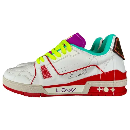 LOUIS VUITTON Low Top Skateboard Shoes Men's White Red Green