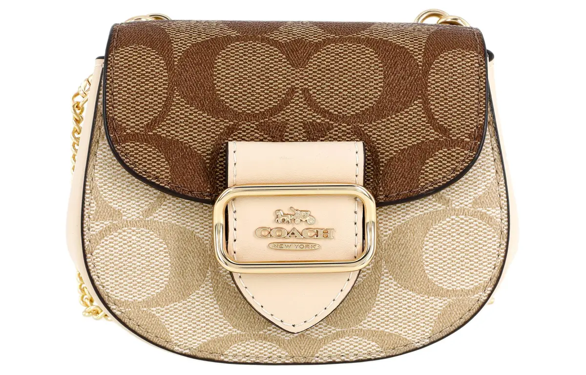 COACH Morgan Canvas With Leather Crossbody Bags Women's Khaki