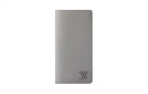 LOUIS VUITTON Brazza Leather Wallet Men's Gray