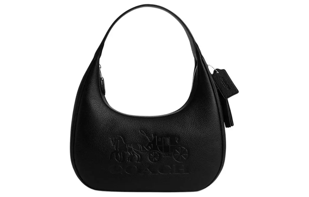 COACH CARMEN Leather Handbag, Shoulder Bag Large Women's Silver & Black