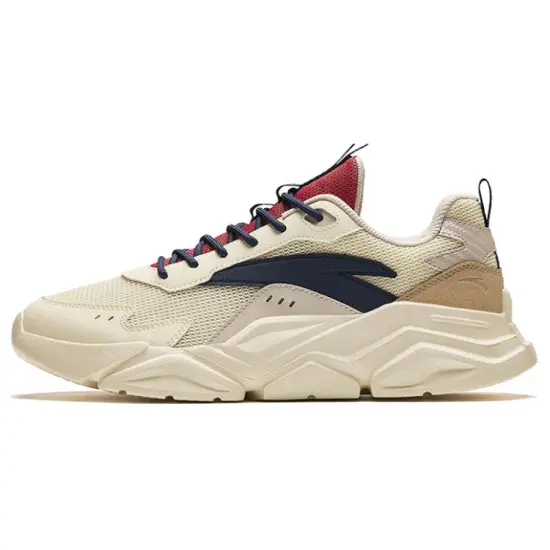 ANTA Life Collection Casual Shoes Men Low-Top Light Beige White/New Ink Blue/Dusty Red