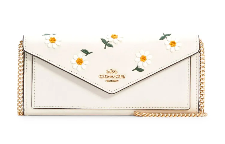 COACH Envelope Leather Crossbody Bags Women's White