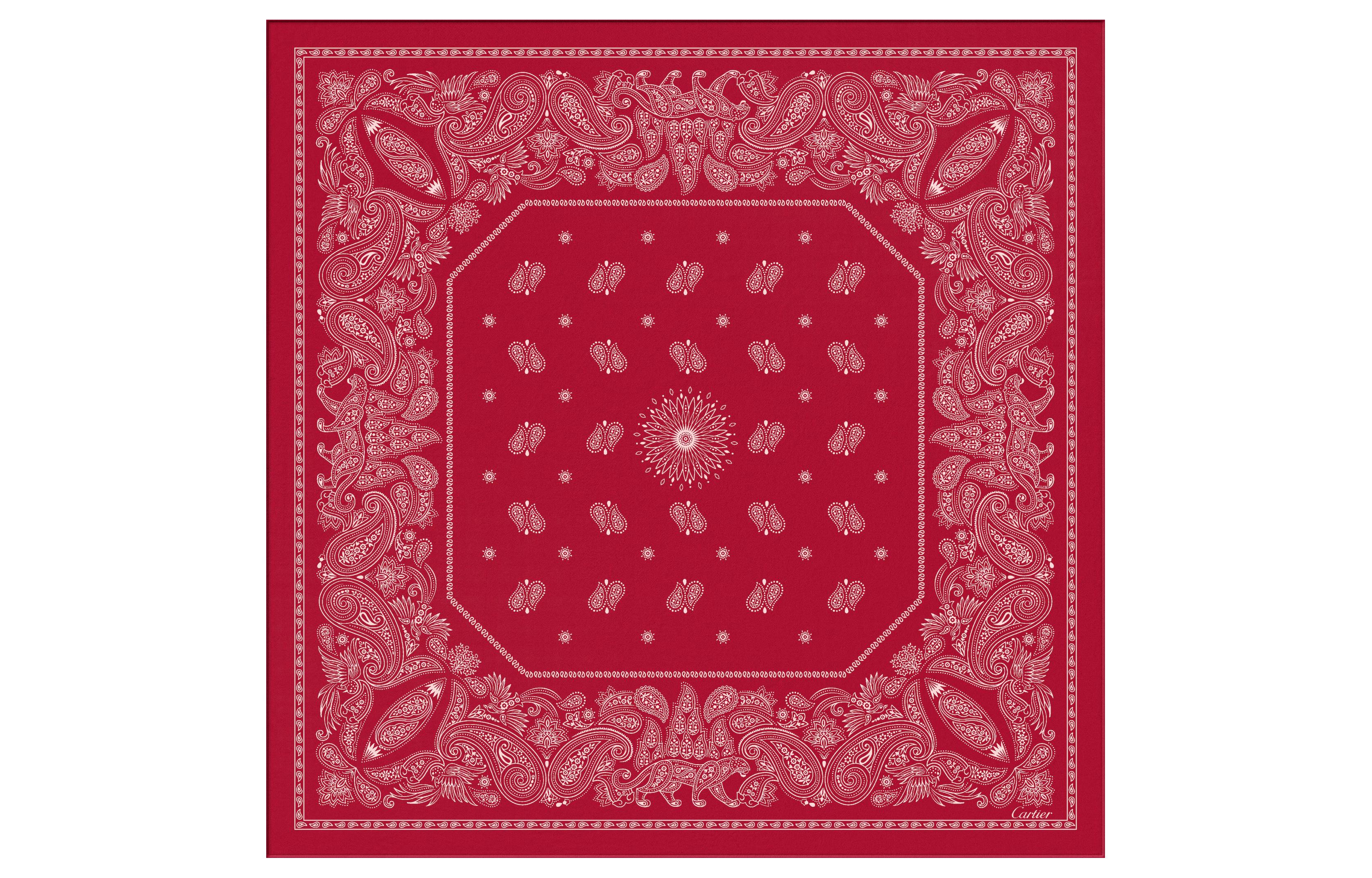 CARTIER Silk Scarves Women's Red
