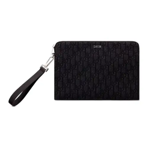 DIOR Cow Leather Wallet Clutch Men's Black