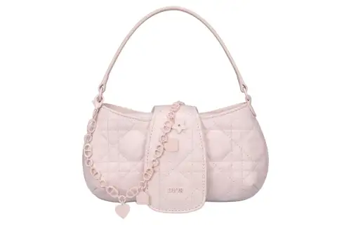 DIOR Matte Sheepskin One Shoulder Handbag Kids' Pink