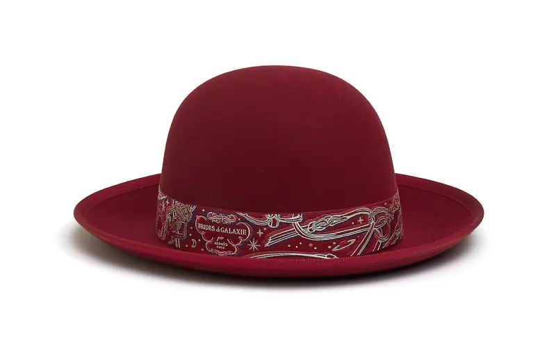 HERMES Rabbit Fur Felt Top Hats Women's Red