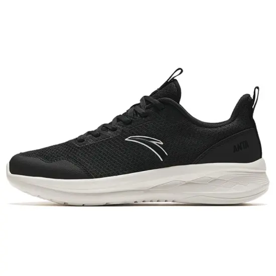 Anta Running Collection Cushioned Slip Resistant Low Top Running Shoes Men's Black White