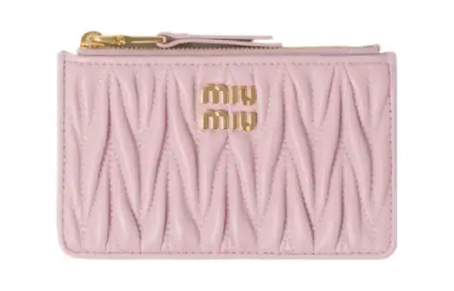 MIU MIU Matelassé Sheepskin Wallet Women's Snow Pink