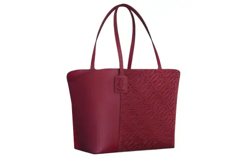 CARTIER C De Cartier Collection Calfskin Tote Bag, Shopping Bag, Shoulder Bag, Handbag Unisex Cherry Red