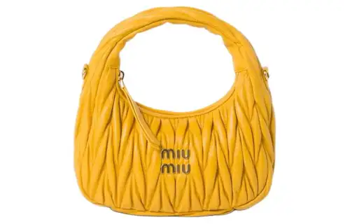MIU MIU Wander Soft Sheep Leather Hobo Bag, Crescent Bag, Shoulder Bag, Crossbody Bag, Handbag Small Women's