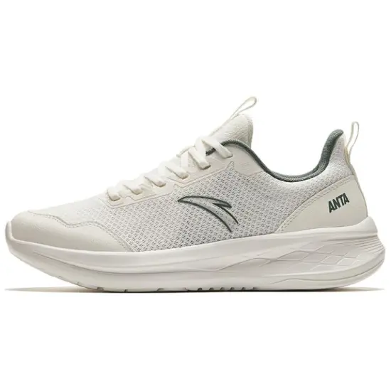 Anta Running Collection Cushioned Slip Resistant Low Top Running Shoes Men's White Gray