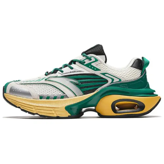 ANTA Running Shoes Men Low-Top Ivory White/Malachite Green