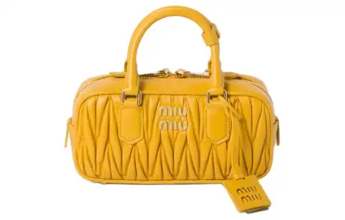 MIU MIU Arcadie Leather Shoulder Bag, Crossbody Bag, Handbag Women's Sunshine Yellow