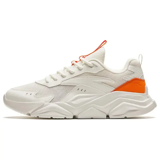 ANTA Life Collection Casual Shoes Men Low-Top Ivory White/Fluorescent Sunset Orange