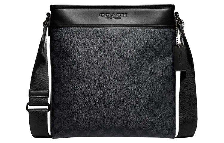 COACH Gotham Cow Leather With Coated Canvas Crossbody Bags Medium Men's Black