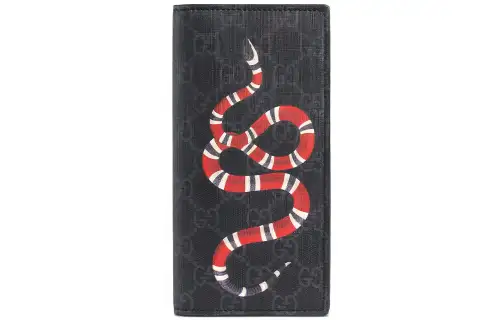GUCCI Canvas Wallet Regular Men's Black/Red