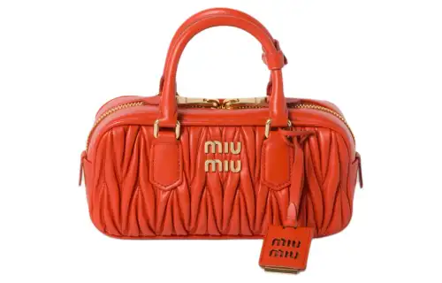 MIU MIU Arcadie Nappa Leather Shoulder Bag, Crossbody Bag, Handbag Women's Orange