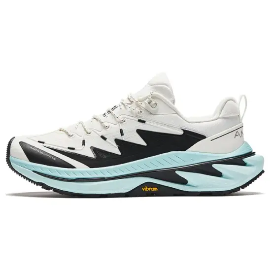 ANTA Wild PRO Running Shoes Men Low-Top Ivory White/Basic Black/Mint Blue