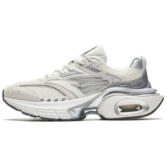 ANTA Running Shoes Men Low-Top Ivory White/Silver