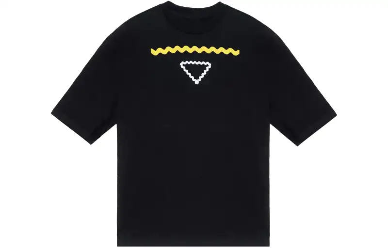 PRADA T Shirts Men's Black Crew Neck Moderate Straight Fit