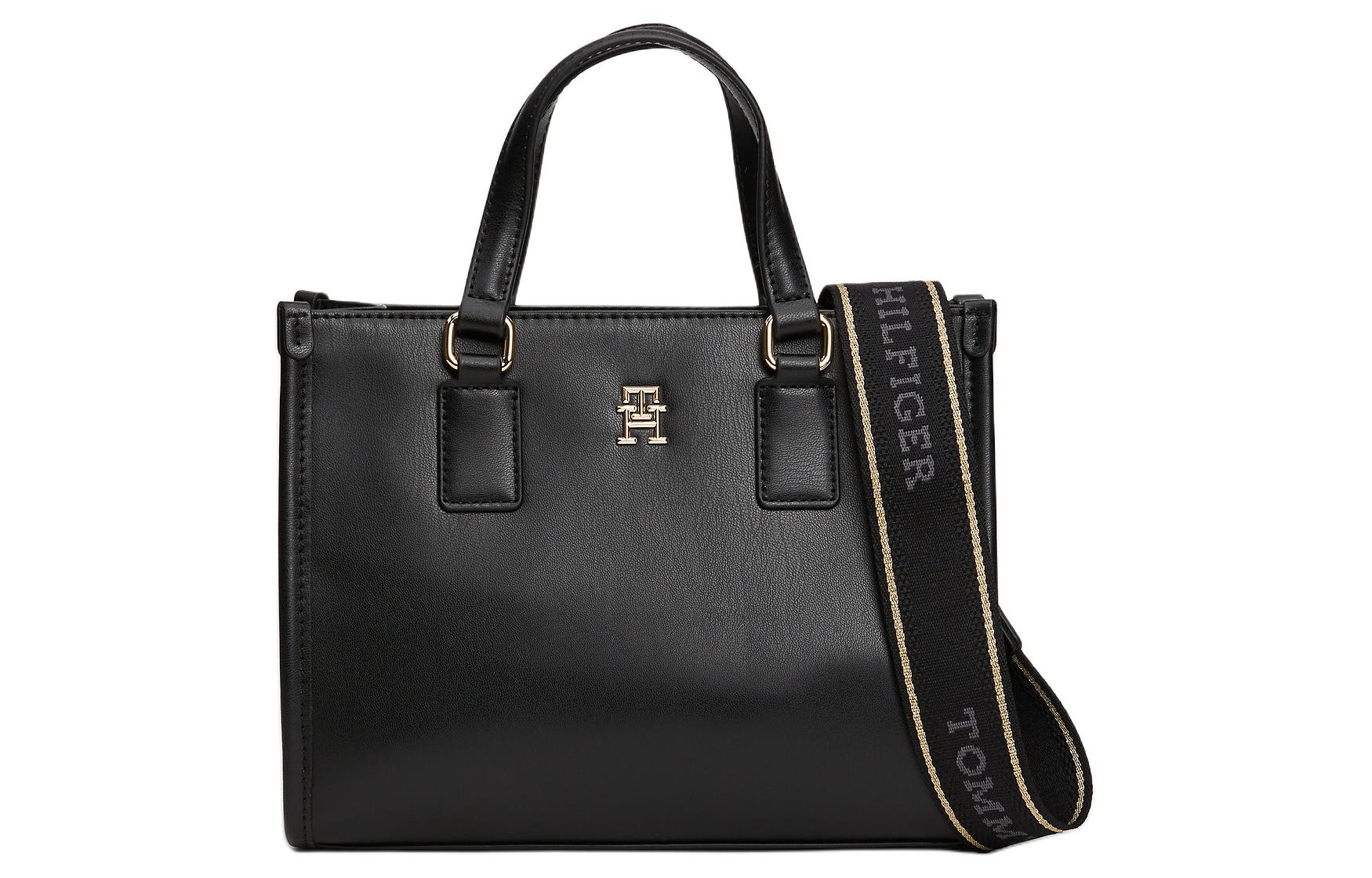 Tommy Hilfiger Polyurethane Shoulder Bag, Crossbody Bag, Handbag Small Women's Black