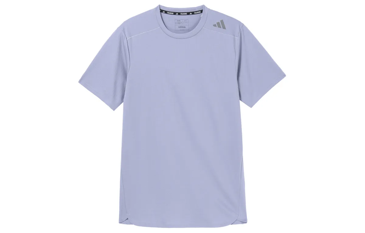 Adidas T-Shirts Men's Purple Crew Neck Moderate