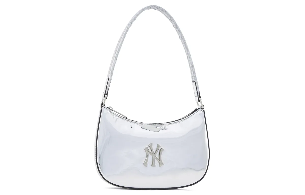 MLB New York Yankees Artificial Leather Shoulder Bag Clutch Student Backpack Unisex Silver
