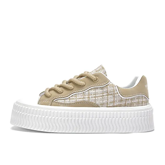 Warrior Chanel Inspired Woven Tweed Anti Slip And Wear Resistant Lightweight Low Top Canvas Skateboard Shoes Women's