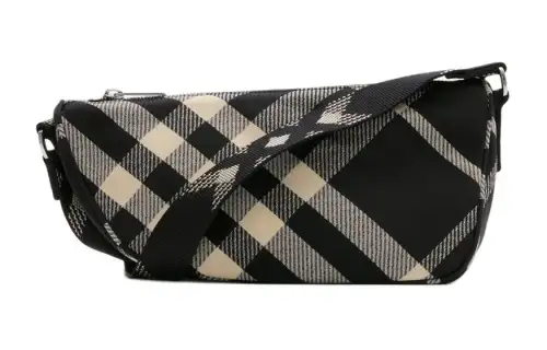 Burberry Shield Cotton With Polyester Shoulder Bag, Crossbody Bag Small Men's Black