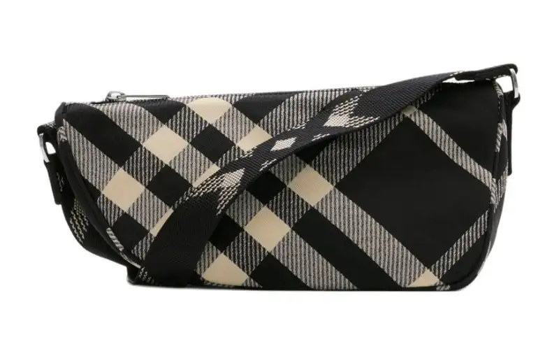 Burberry Shield Cotton With Polyester Shoulder Bag, Crossbody Bag Small Men's Black
