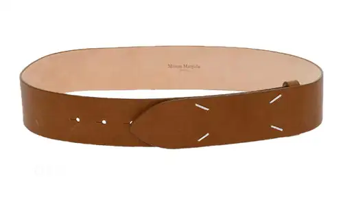 Maison Margiela Solid Color Decoration Leather Belts Women's Brown Width 4.5CM