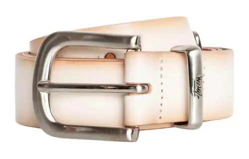Stussy Metal, Leather Belts Unisex White Width 3.2CM