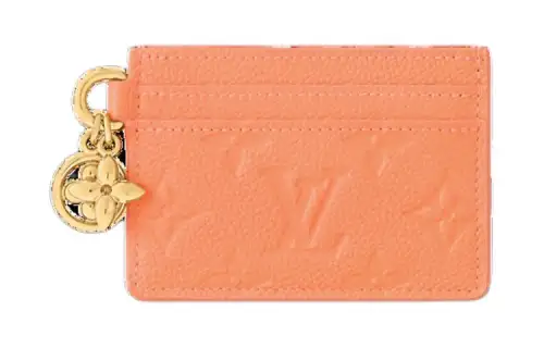 LOUIS VUITTON Leather Card Holder Women's Apricot
