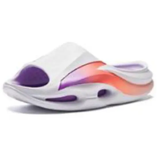 ANTA Slide Slippers Men Pure White/Half Summer Purple/Scarlet Lipstick Orange